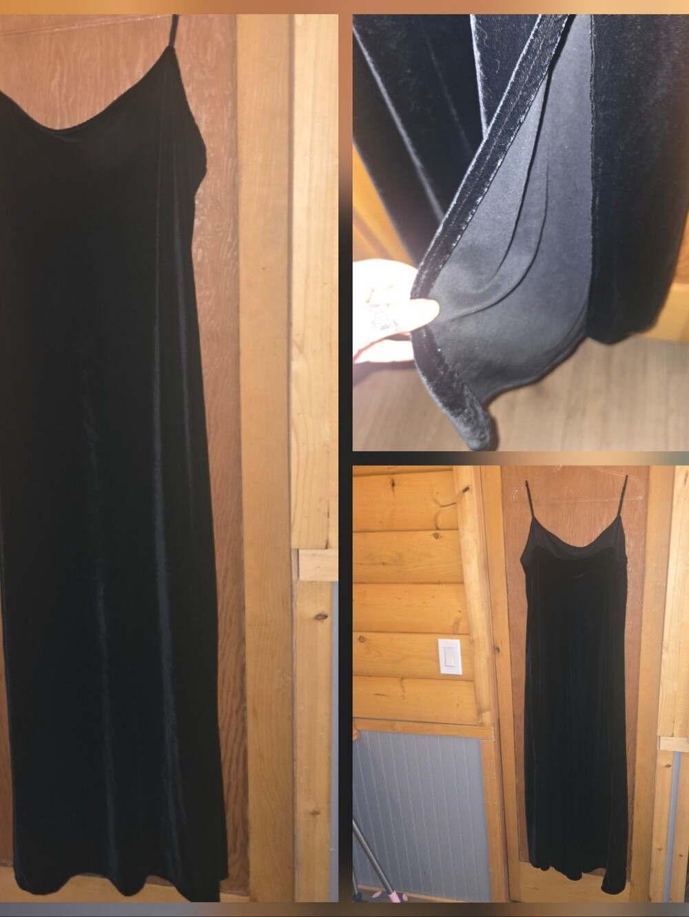 New no tags GAP womens large black slit side velvet cocktail midi dress